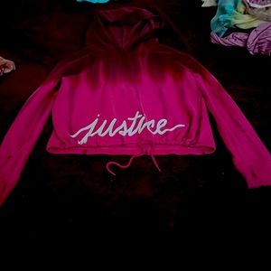 Girls justice pink and purple tie dye cropped hoodie